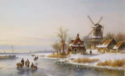 Winterlandschaft mit einer Windmühle, 19. Jahrhundert